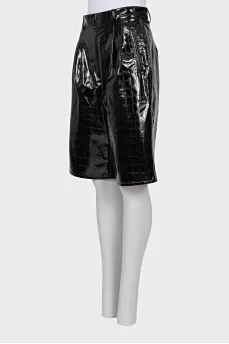 Faux croc skin shorts