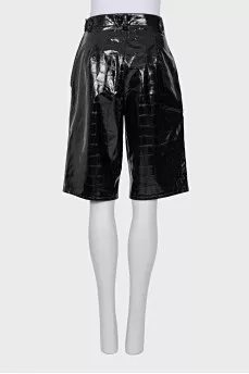 Faux croc skin shorts