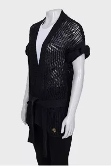 Knitted cardigan with belt