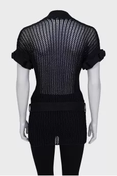 Knitted cardigan with belt