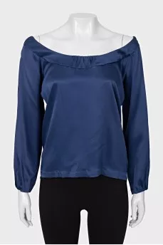 Silk straight cut blouse with sleeves