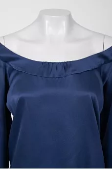Silk straight cut blouse with sleeves