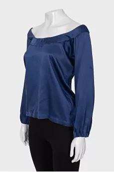 Silk straight cut blouse with sleeves
