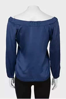 Silk straight cut blouse with sleeves