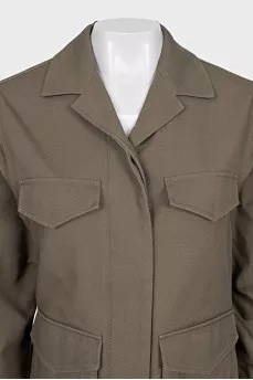 Green jacket with patch pockets