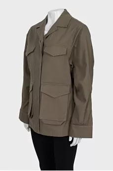 Green jacket with patch pockets