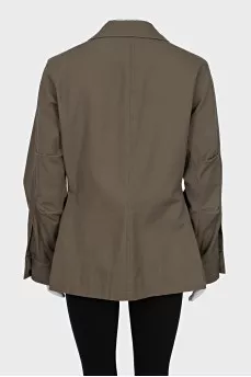 Green jacket with patch pockets