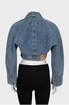 Cropped denim jacket with zipper