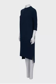 Blue straight cut maxi dress