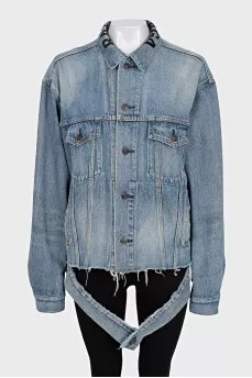 Denim jacket with brand logo