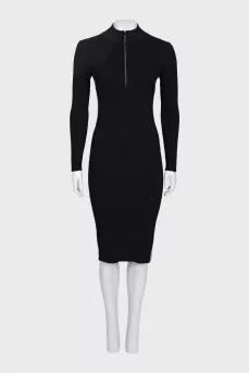 Black ribbed dress with stripes