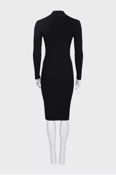 Black ribbed dress with stripes