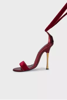 Velvet lace-up sandals