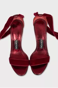 Velvet lace-up sandals