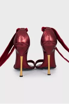 Velvet lace-up sandals