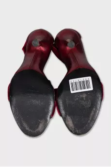 Velvet lace-up sandals