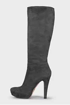 Grey suede boots