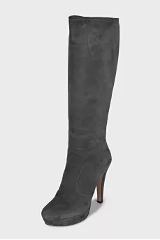 Grey suede boots