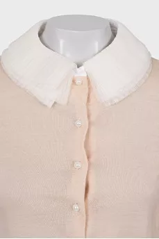 Wool cardigan with beaded buttons