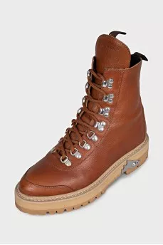 High brown leather boots