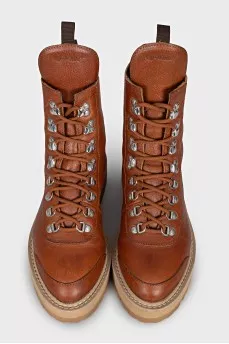 High brown leather boots