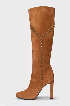 Brown boots with metallic decor