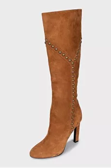 Brown boots with metallic decor