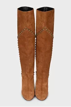 Brown boots with metallic decor
