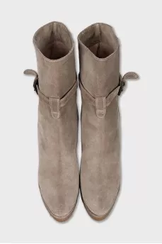 Suede ankle boots with strap