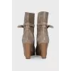 Suede ankle boots with strap
