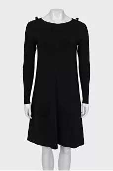 Black dress with patch pockets