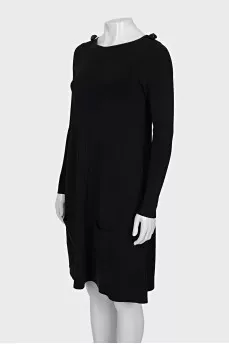 Black dress with patch pockets