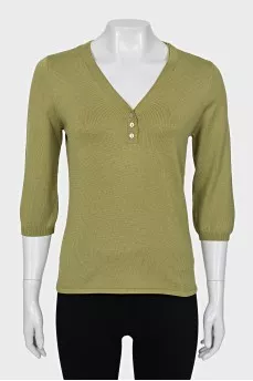 Green button down sweater