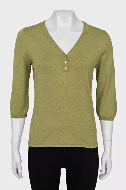 Green button down sweater