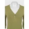 Green button down sweater