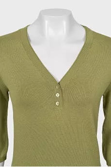 Green button down sweater