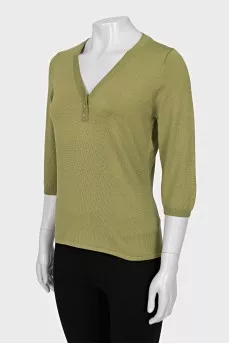 Green button down sweater