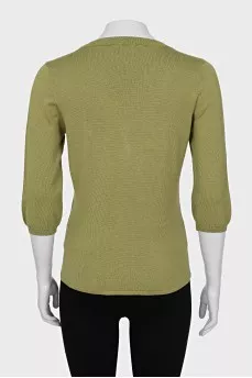 Green button down sweater