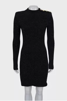 Black dress with gold buttons
