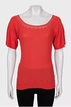 Red T-shirt with perforations