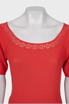 Red T-shirt with perforations