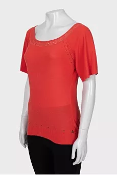Red T-shirt with perforations