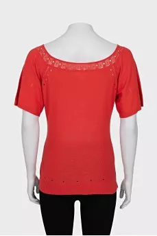 Red T-shirt with perforations
