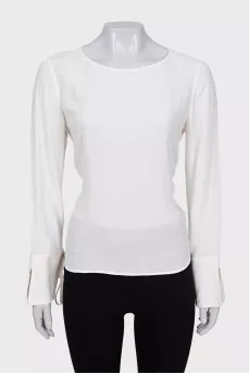 Blouse with tie cuffs