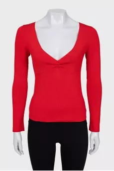 Red Pleated Pullover