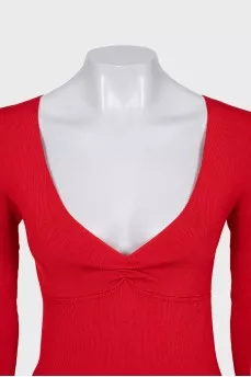 Red Pleated Pullover