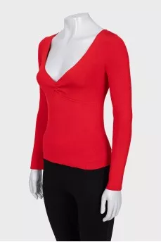 Red Pleated Pullover