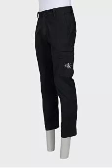 Men's trousers with a branded patch