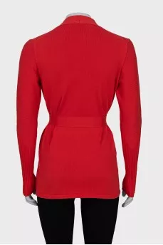Cardigan with a wrap belt