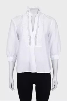 White striped shirt with lace